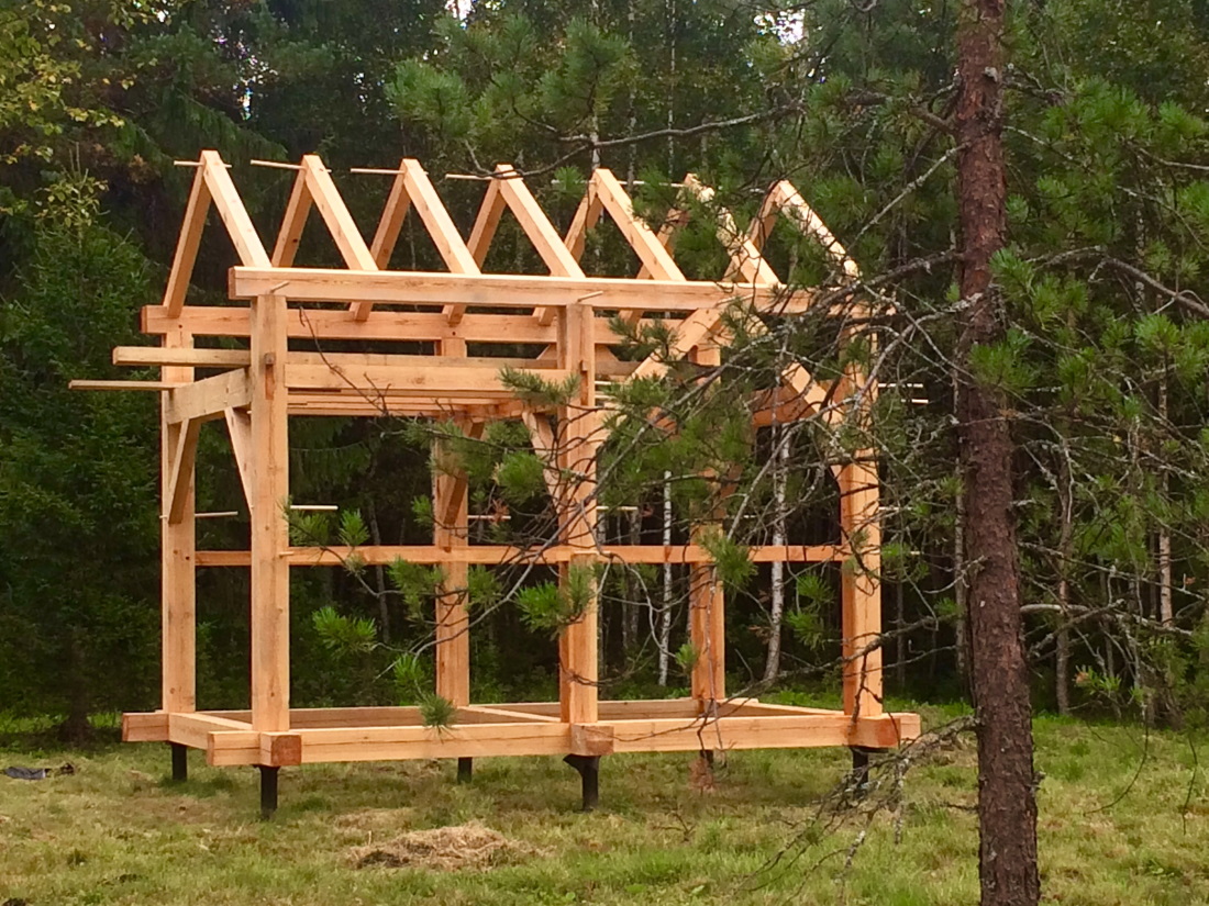 Каркас дома из бруса по технологии Timber Frame